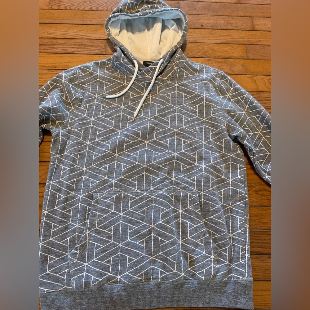 Forever 21 Men’s gray, white graphic hoodie, sweatshirt